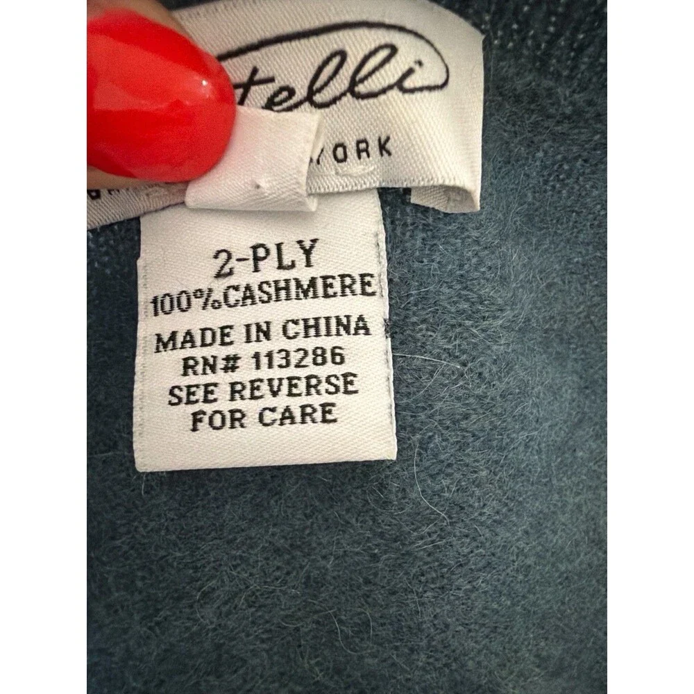 Piattelli Barneys New York Men’s 100% Cashmere‎ V-Neck Sweater Size L Blue Teal
